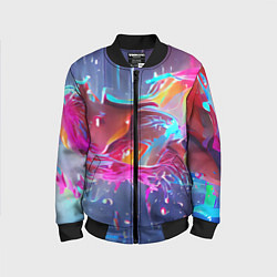 Бомбер детский Neon splashes, цвет: 3D-черный