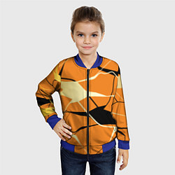 Бомбер детский Абстрактные полосы на оранжевом фоне, цвет: 3D-синий — фото 2