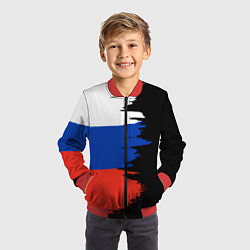 Бомбер детский Российский триколор на темном фоне, цвет: 3D-красный — фото 2