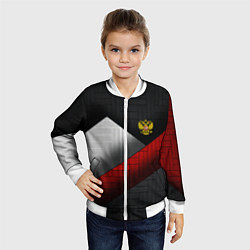Бомбер детский Россия Спорт Текстура Плиты, цвет: 3D-белый — фото 2