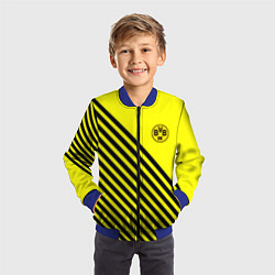 Бомбер детский Borussia черные полосы, цвет: 3D-синий — фото 2