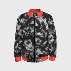Бомбер детский Черно-белый абстрактный камуфляж, цвет: 3D-красный