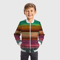 Бомбер детский Multicolored thin stripes Разноцветные полосы, цвет: 3D-белый — фото 2