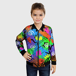 Бомбер детский Яркий геометрический принт, цвет: 3D-черный — фото 2