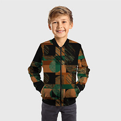 Бомбер детский Текстурированный абстрактный, геометрический принт, цвет: 3D-черный — фото 2