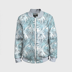 Детский бомбер Голубые листья пальмы на белом