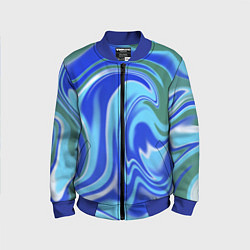 Детский бомбер Тай-дай с синим, зелёным и белым цветом