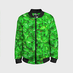 Детский бомбер Зелёные листья - текстура