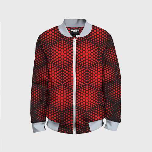 Детский бомбер Красные неоновые соты / 3D-Серый – фото 1