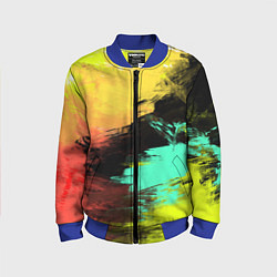 Бомбер детский Яркий красочный гранж, цвет: 3D-синий