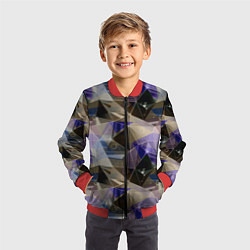 Бомбер детский Полигональный абстрактный: бежевый, коричневый, си, цвет: 3D-красный — фото 2