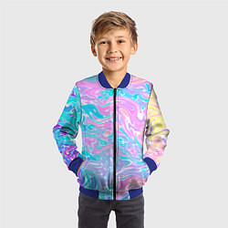 Бомбер детский Liquid holographic waves, цвет: 3D-синий — фото 2