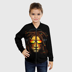 Бомбер детский Лев в наушниках с дредами, цвет: 3D-черный — фото 2