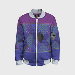 Детский бомбер Combined burgundy-blue pattern with patchwork