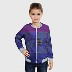 Бомбер детский Combined burgundy-blue pattern with patchwork, цвет: 3D-серый — фото 2