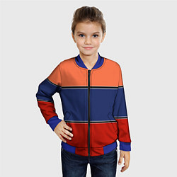 Бомбер детский Combined pattern striped orange red blue, цвет: 3D-синий — фото 2