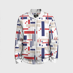 Бомбер детский Геометрический узор Орион красно-синий на белом, цвет: 3D-белый