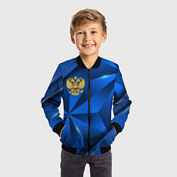 Бомбер детский Герб РФ на синем объемном фоне, цвет: 3D-черный — фото 2