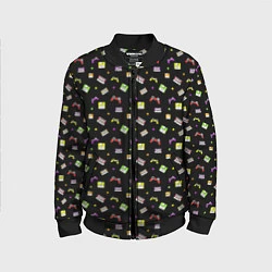 Бомбер детский 90s pattern on black, цвет: 3D-черный