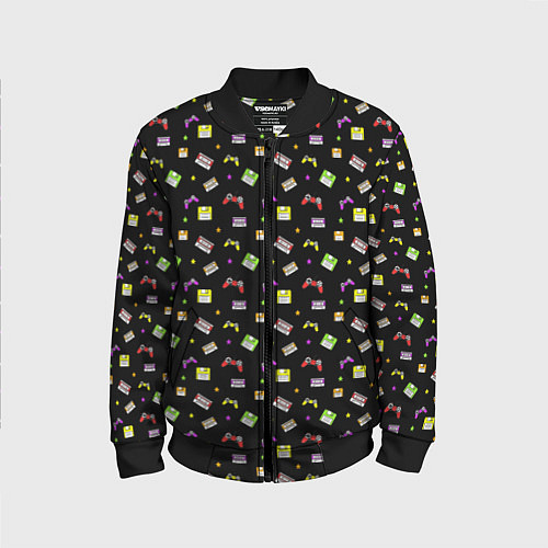 Детский бомбер 90s pattern on black / 3D-Черный – фото 1