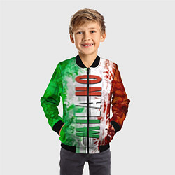 Бомбер детский Флаг Италии - кляксы, цвет: 3D-черный — фото 2
