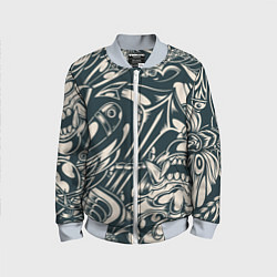 Детский бомбер Японская тату текстура
