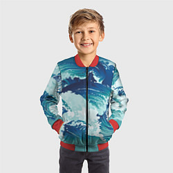 Бомбер детский Несущиеся морские волны, цвет: 3D-красный — фото 2