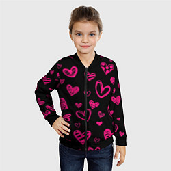 Бомбер детский Розовые сердца, цвет: 3D-черный — фото 2