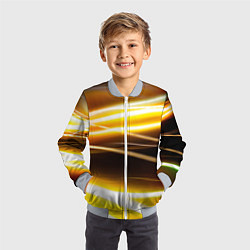 Бомбер детский Желтые неоновые полосы, цвет: 3D-серый — фото 2