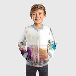 Бомбер детский Пиксельнaя абстракция, цвет: 3D-серый — фото 2