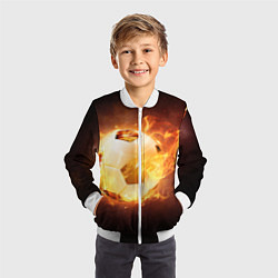 Бомбер детский Футбольный мяч огонь, цвет: 3D-белый — фото 2