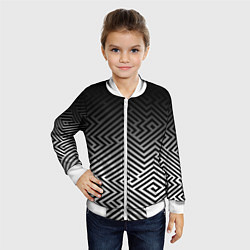 Бомбер детский Геометрические узоры с градиентом, цвет: 3D-белый — фото 2