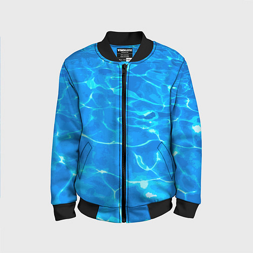 Детский бомбер Абстрактные волны бассейна - текстура / 3D-Черный – фото 1