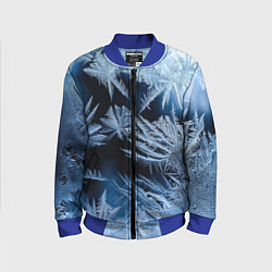 Бомбер детский Морозный узор на стекле, цвет: 3D-синий