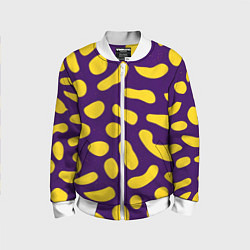 Бомбер детский Желтые пятна на фиолетовом фоне, цвет: 3D-белый