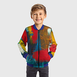 Бомбер детский Разноцветные мазки краской, цвет: 3D-синий — фото 2