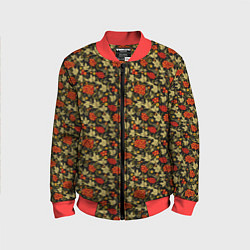 Бомбер детский Хохлома - красные ягоды, цвет: 3D-красный