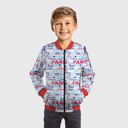 Бомбер детский Парижская бумага с надписями - текстура, цвет: 3D-красный — фото 2