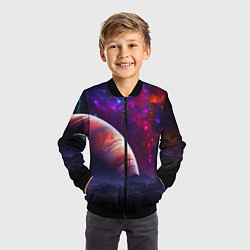 Бомбер детский Бесконечное космическое пространство - Планета, цвет: 3D-черный — фото 2