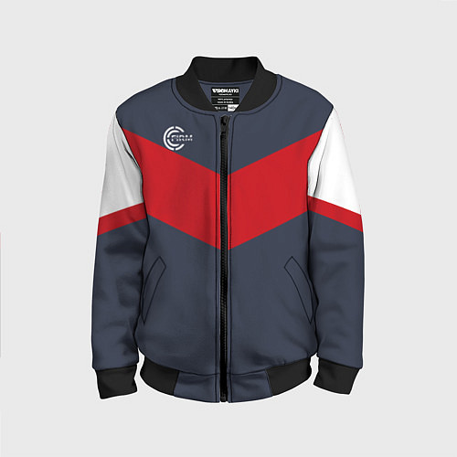 Детский бомбер FIRM темно-синий с красной полосой / 3D-Черный – фото 1