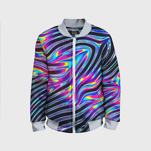 Детский бомбер Голографические полосы / 3D-Серый – фото 1