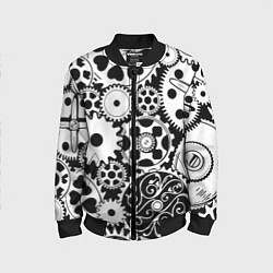 Детский бомбер Шестеренки в черно-белом стиле