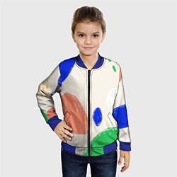 Бомбер детский Разноцветные пятна, цвет: 3D-синий — фото 2