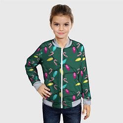 Бомбер детский Новогодняя гирлянда зеленая, цвет: 3D-серый — фото 2