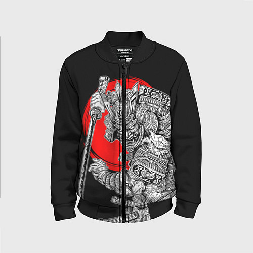 Детский бомбер Самурай с мечом на черном фоне / 3D-Черный – фото 1