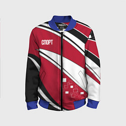 Детский бомбер Красно черная абстракция на белом спорт