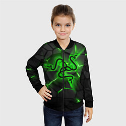 Бомбер детский Razer neon logo, цвет: 3D-черный — фото 2