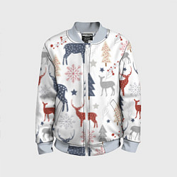 Детский бомбер Олени в новогоднем лесу
