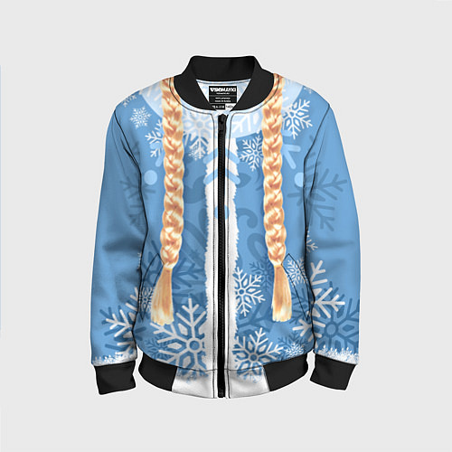 Детский бомбер Снегурочка с косами / 3D-Черный – фото 1