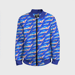 Бомбер детский Плывущие девушки на синем, цвет: 3D-синий
